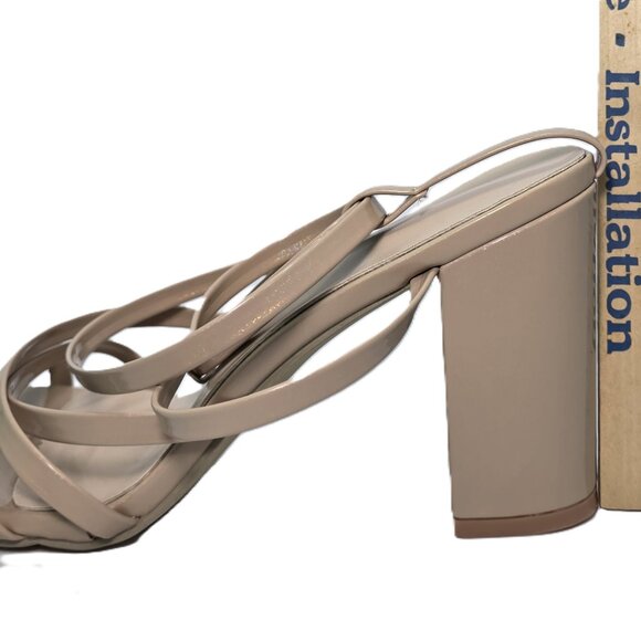 Women's Strappy Apricot Chunky Heels with Square Toe. Size 8 - Picture 5 of 9